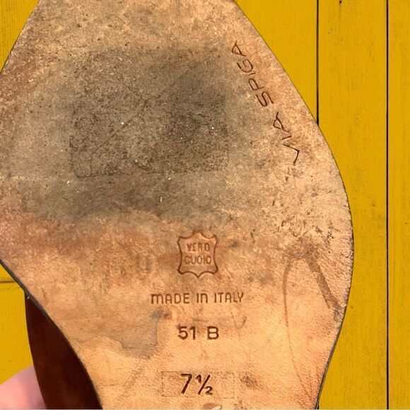 Vintage 90s Via Spiga suede wooden heel pointed toe shoes western style - Picture 12 of 13